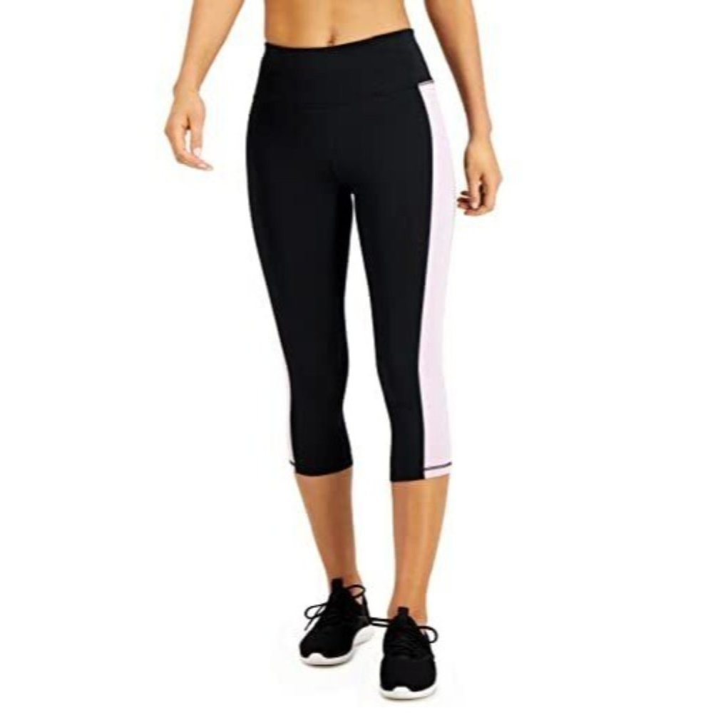 Ideology Colorblocked Cropped Leggings, Size S (Black Frost Lavender)